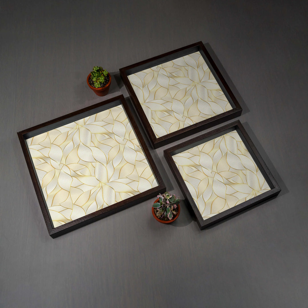 Golden Leaves Tray Set - Square