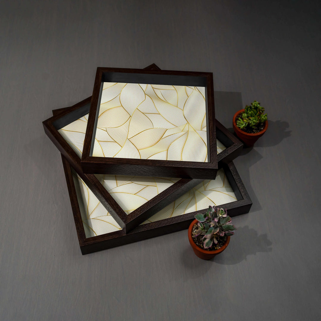 Golden Leaves Tray Set - Square