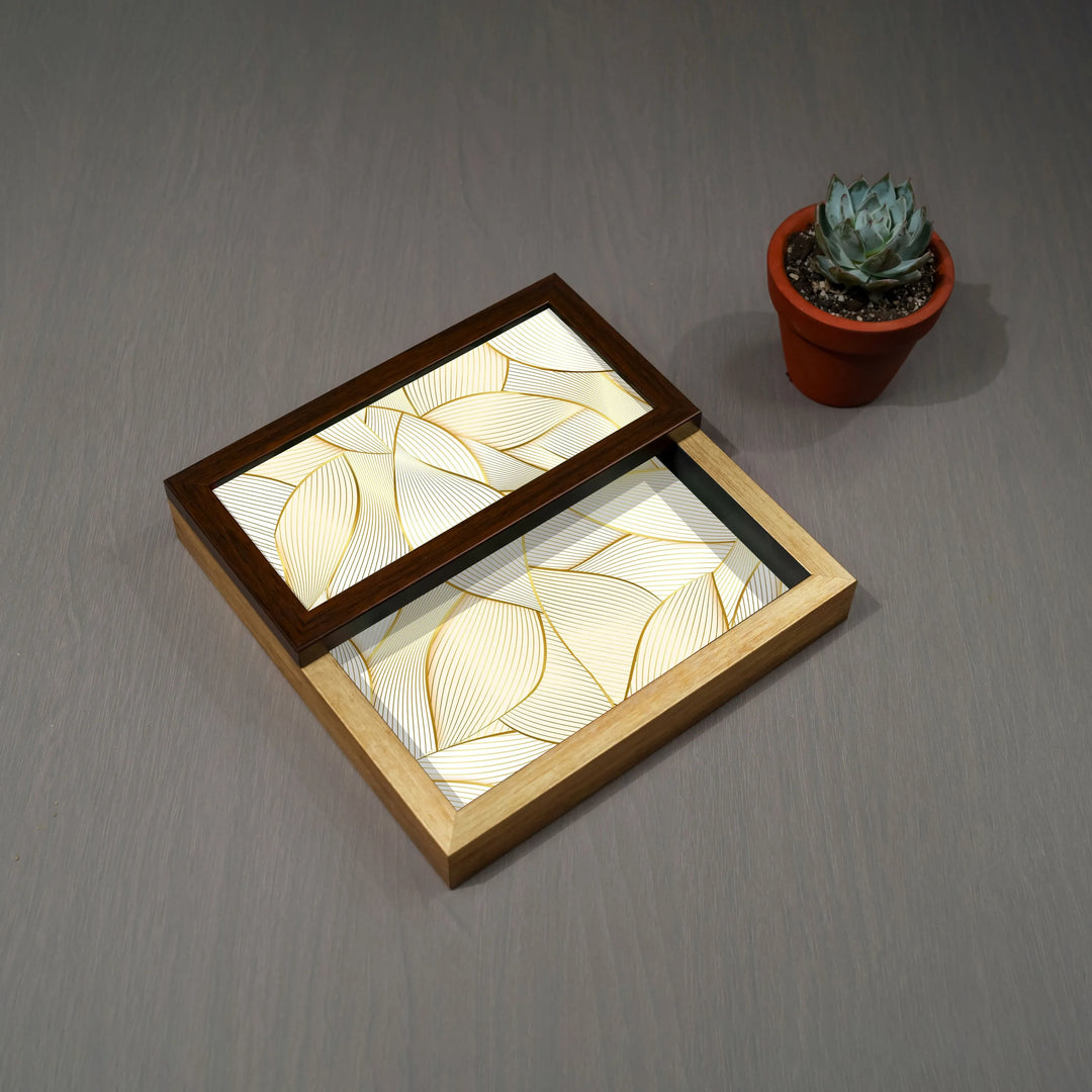 Golden Leaves Tissue Box