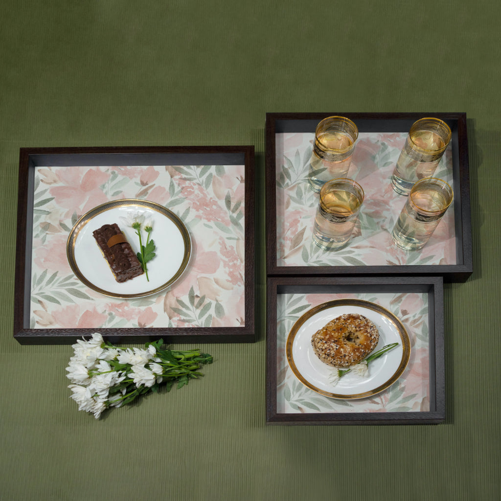 French Rose Tray Set - Square