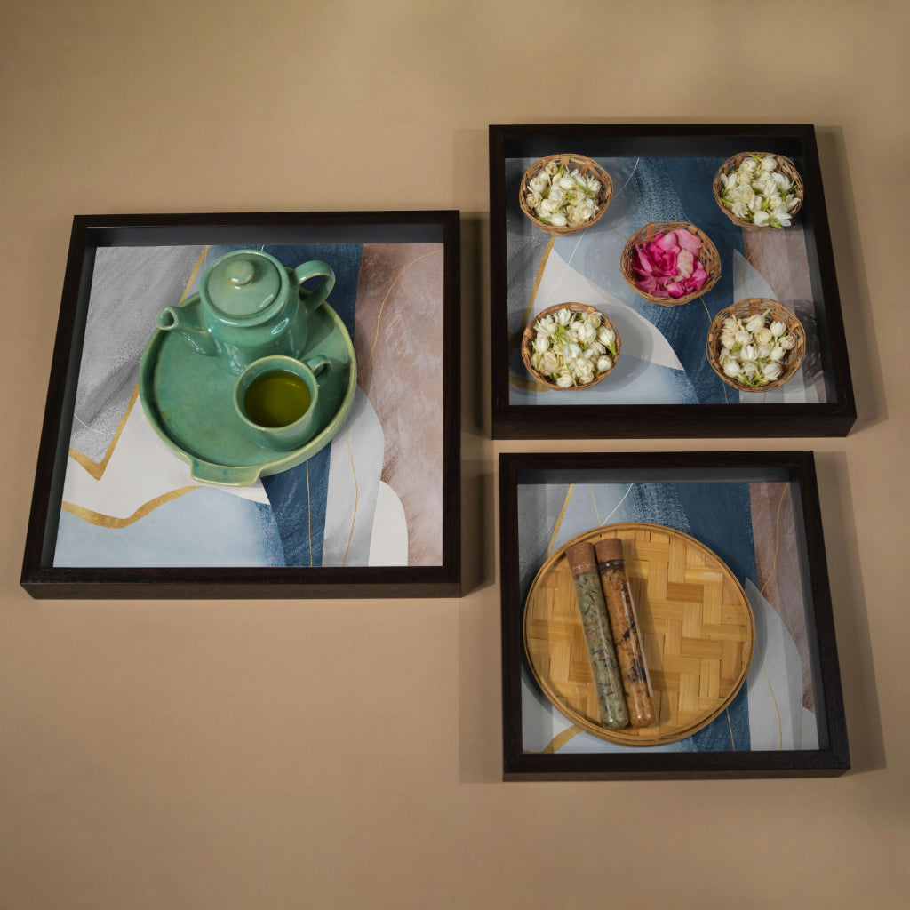 Golden Edge Tray Set - Square