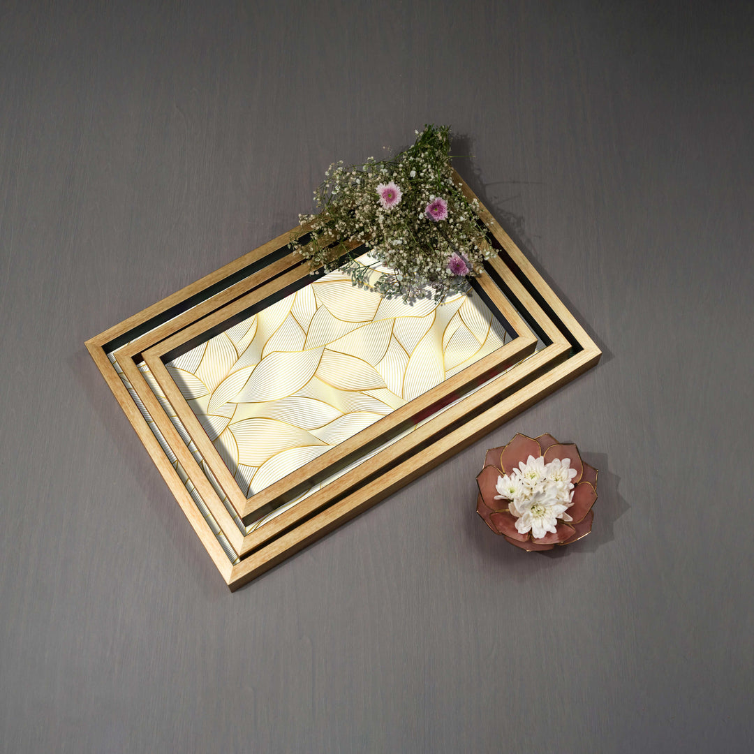 Golden Leaves Tray Set - Rectangle