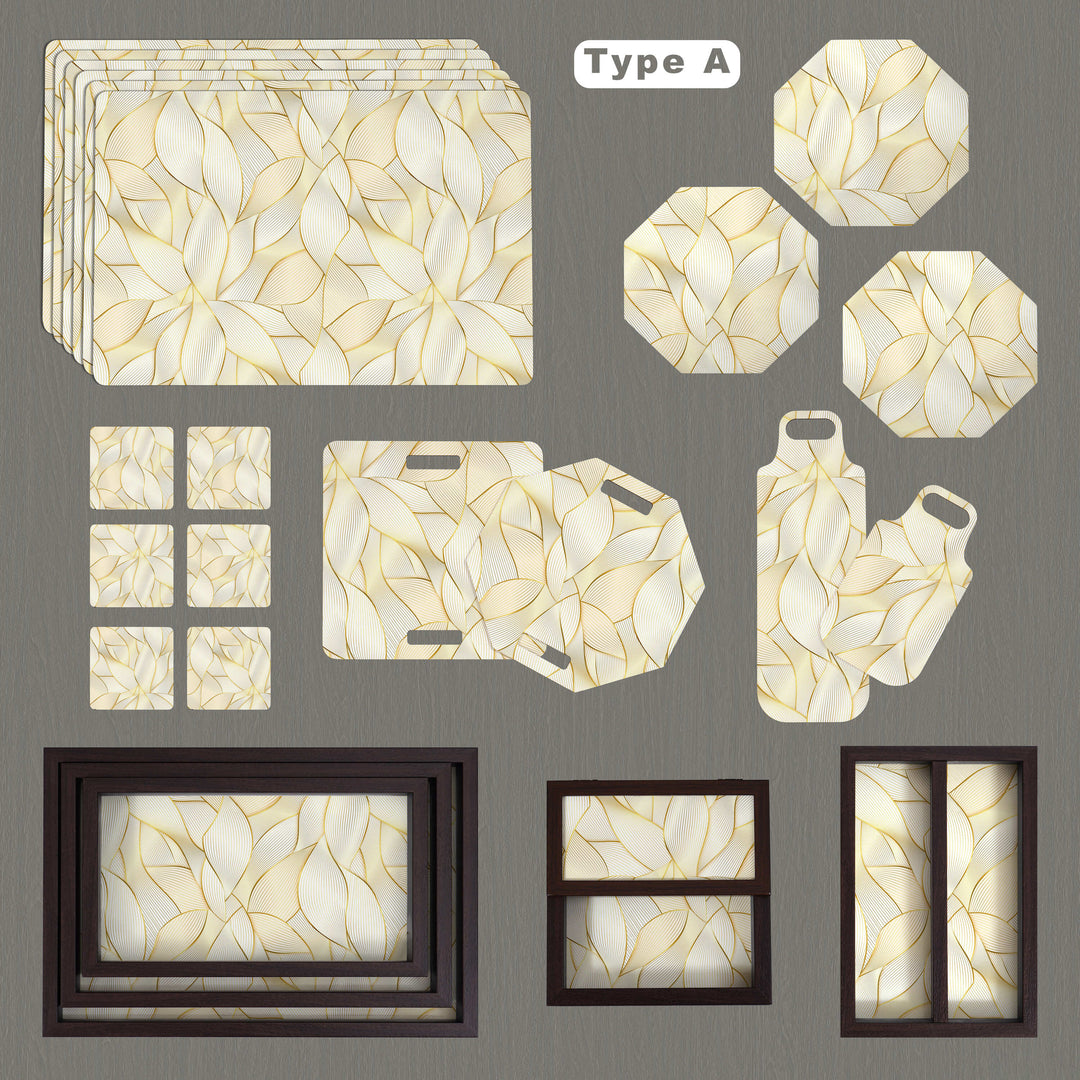 24 Pieces Table-Serveware Set Golden Leaves