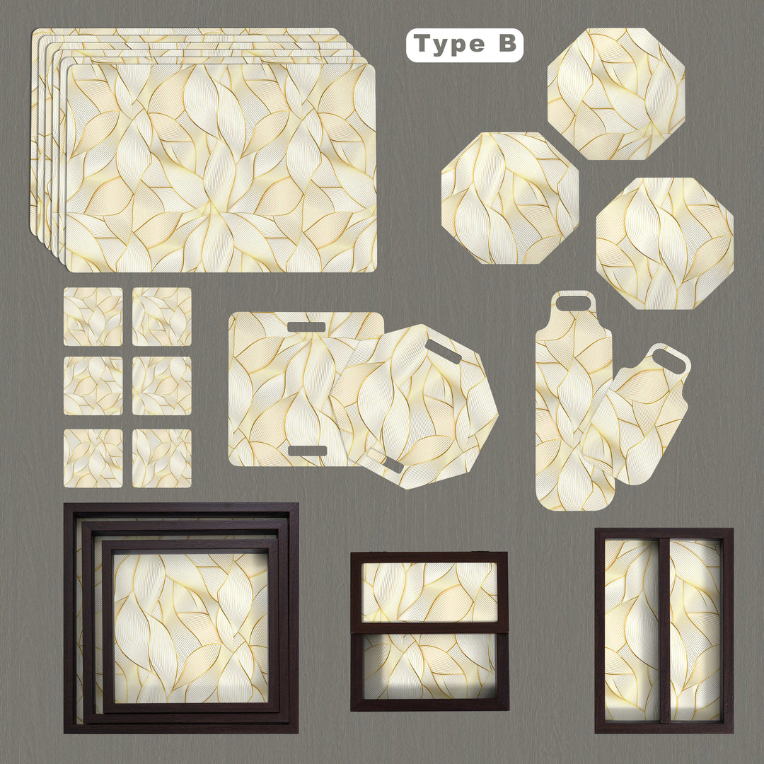 24 Pieces Table-Serveware Set Golden Leaves