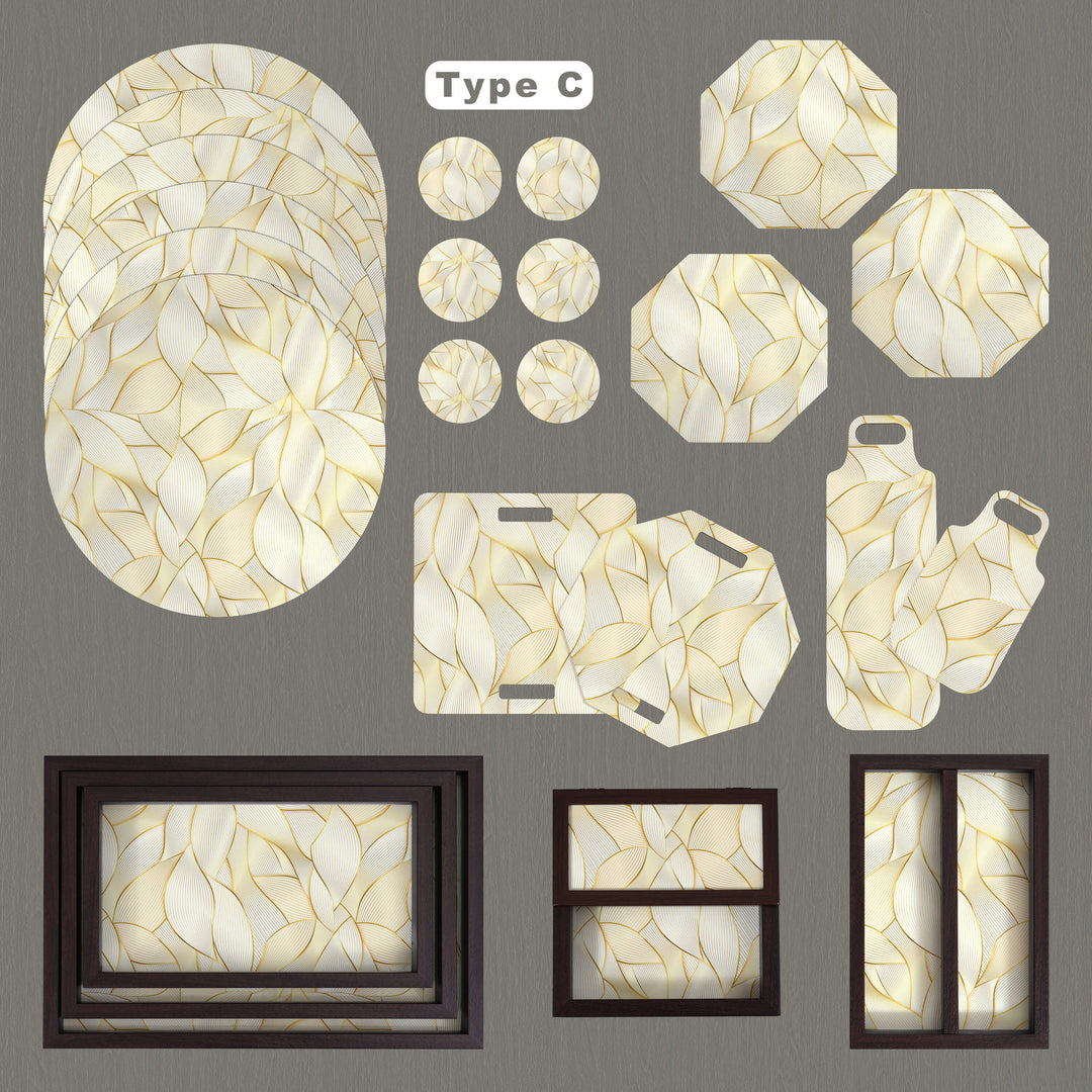 24 Pieces Table-Serveware Set Golden Leaves