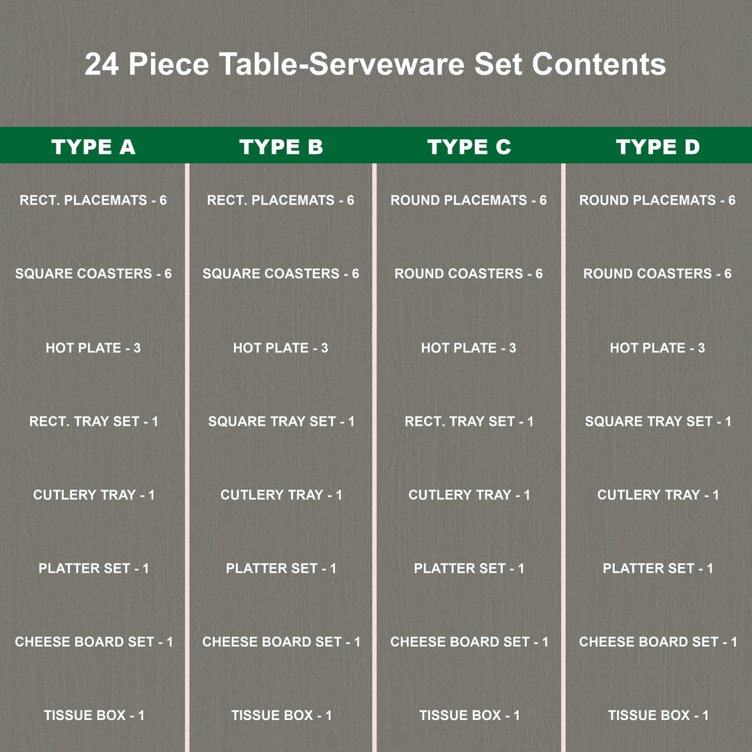 24 Pieces Table-Serveware Set Golden Leaves