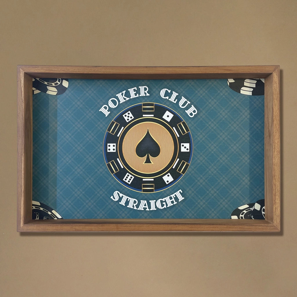 Poker Tray Set of 3 in Natural Teak Wood - Rectangle