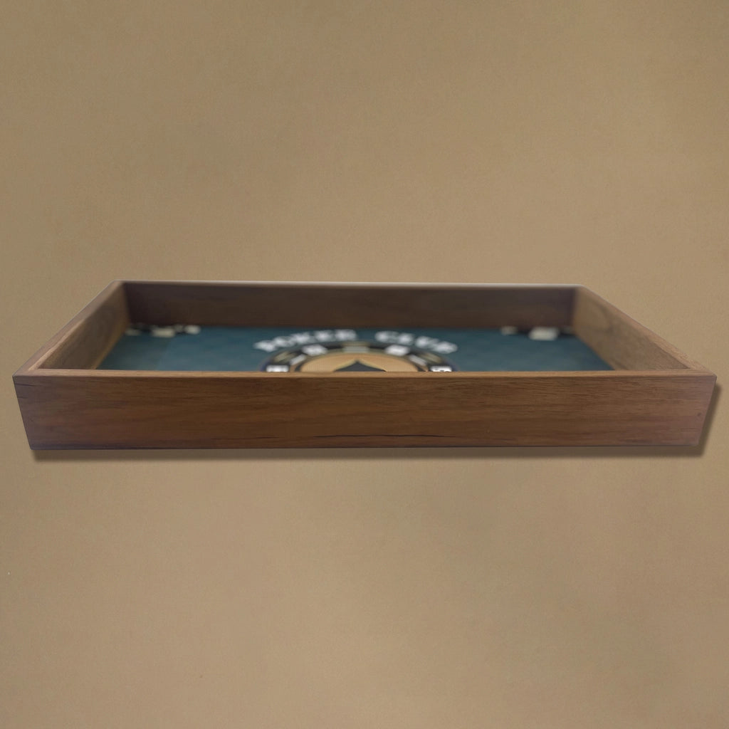 Poker Tray Set of 3 in Natural Teak Wood - Rectangle
