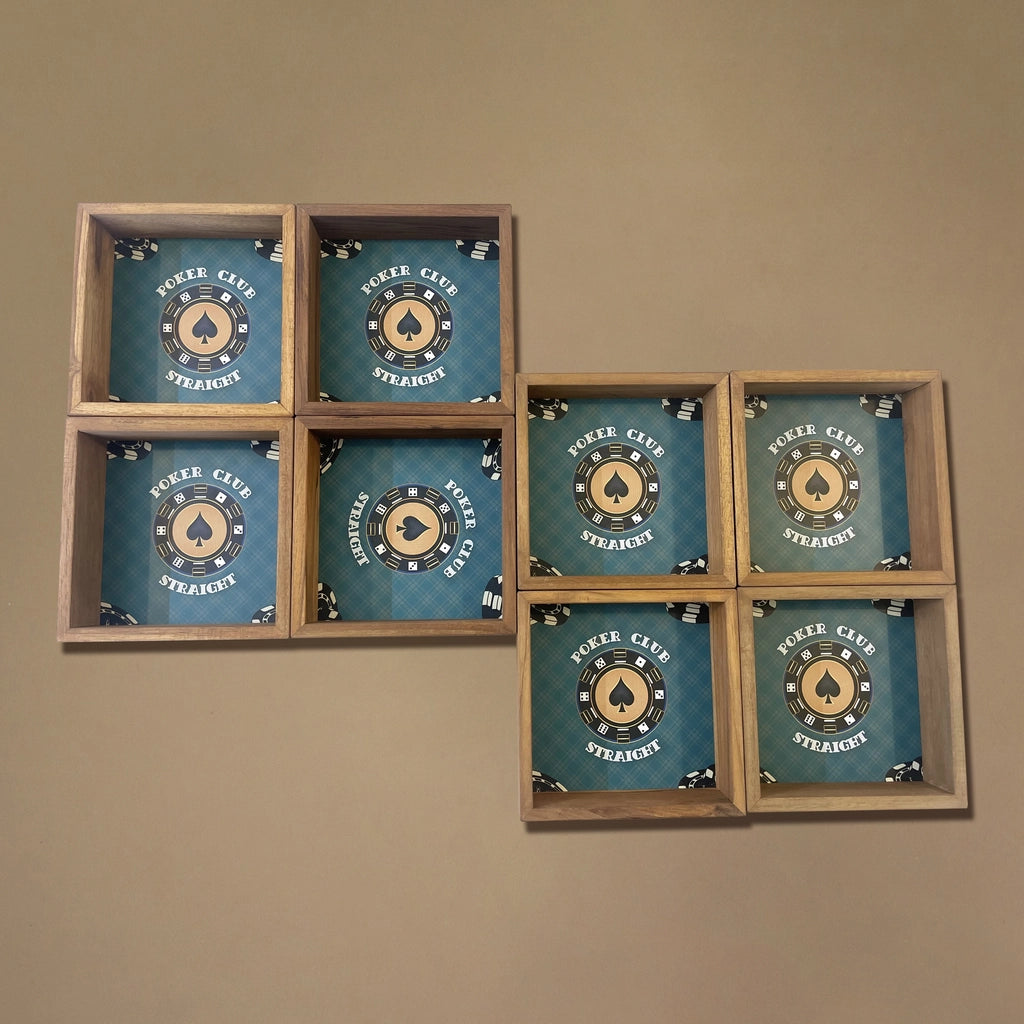 Poker Bowl Set in Natural Teak Wood