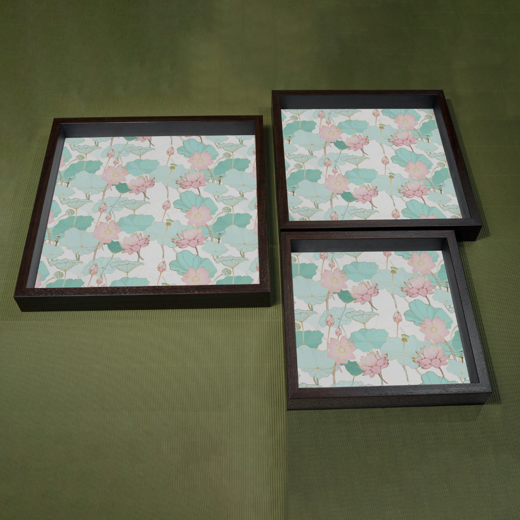 Divine Lotus Square Tray (Set of 3)