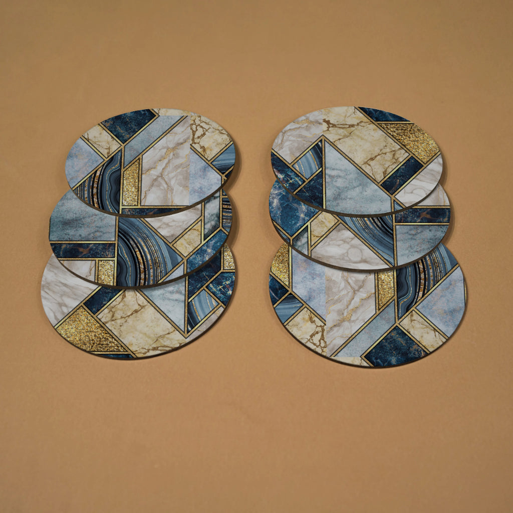 Fire Stone Blue Coasters Round