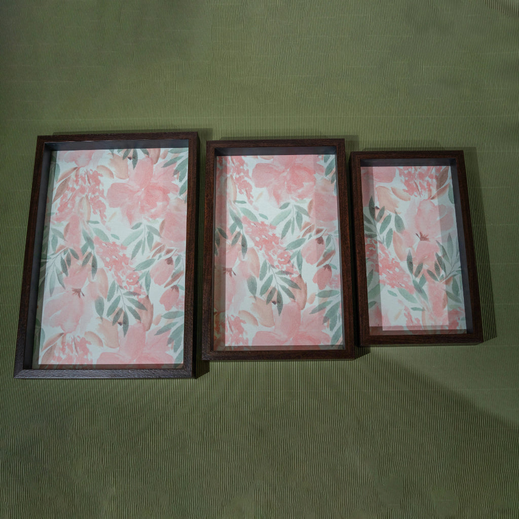 French Rose Rectangle Tray (Set of 3)