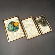 Golden Leaves Tray Set - Rectangle