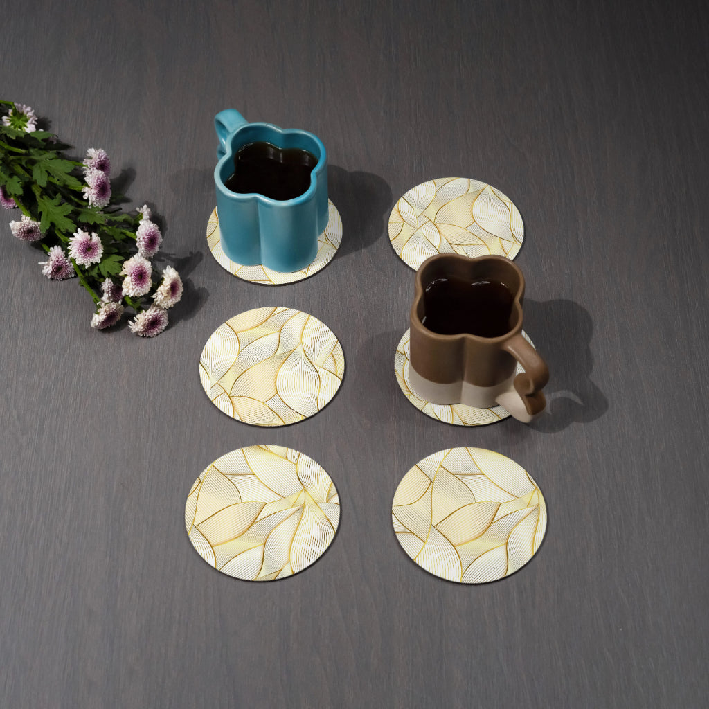 Golden Leaves Coasters Round