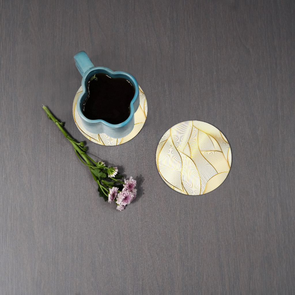 Golden Leaves Coasters Round