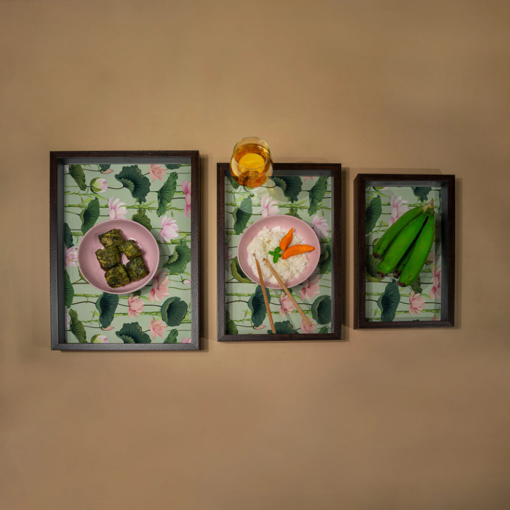 Green Ochard Rectangle Tray (Set of 3)