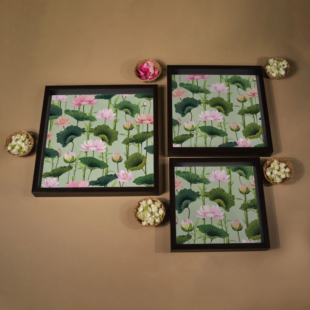 Green Ochard Square Tray Small (Set of 3)