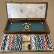 Poker Box in Natural Teak Wood with 500 Chips